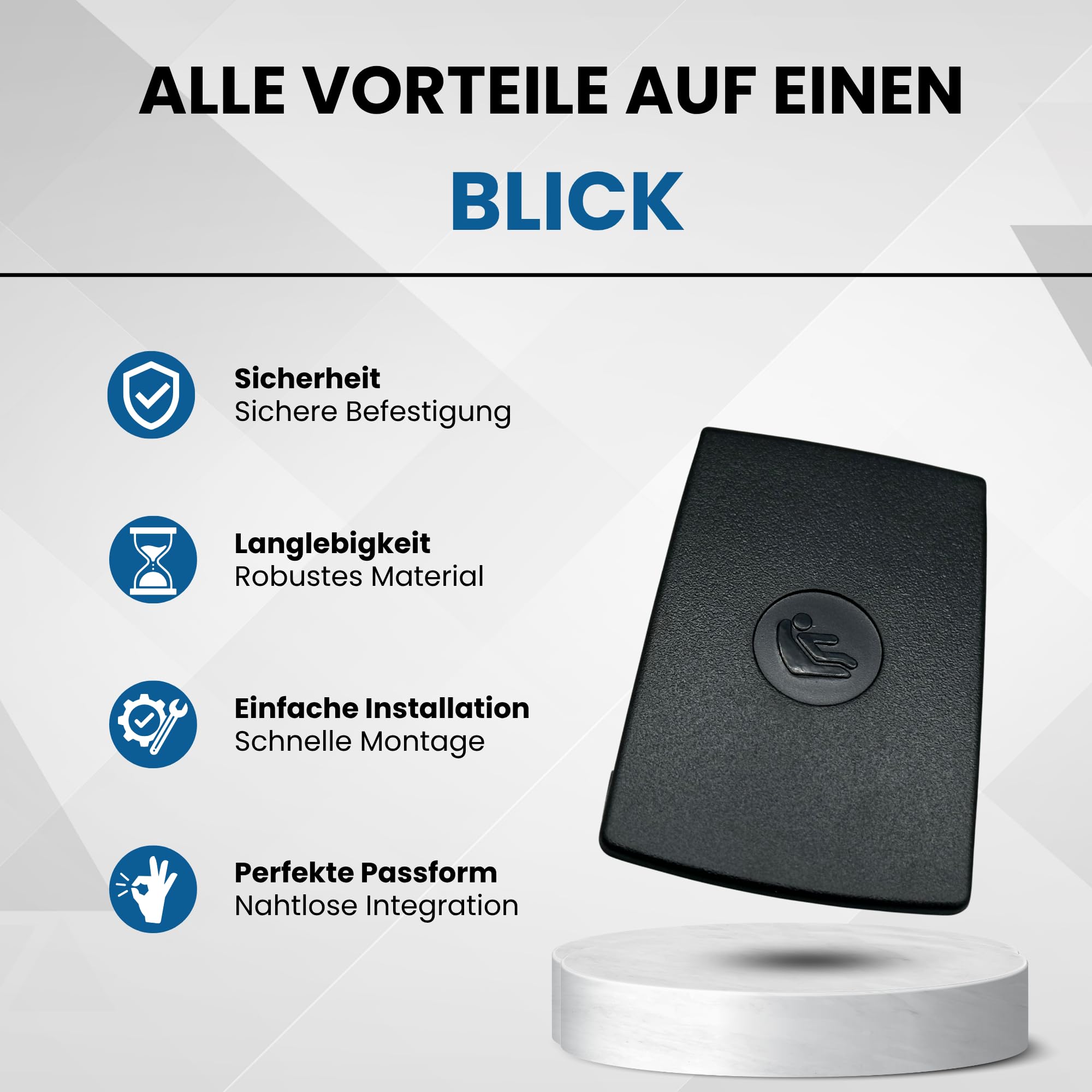 Premium ISOFix Abdeckklappe für BMW - Passgenau für 1er, 2er, 3er, 4er und X1 Modelle - OE-Qualität (E81, E90, F20, F30) (Schwarz, 3 Stück)