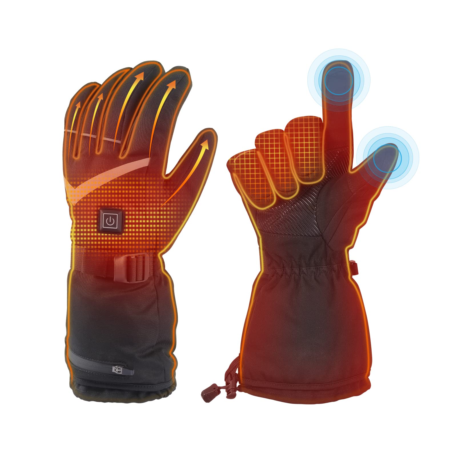 Heated Gloves for Men Women, 5000mAh Rechargeable Electric Battery Heated Gloves, Waterproof Touchscreen Hand Warmer Winter Gloves for Motorcycle,