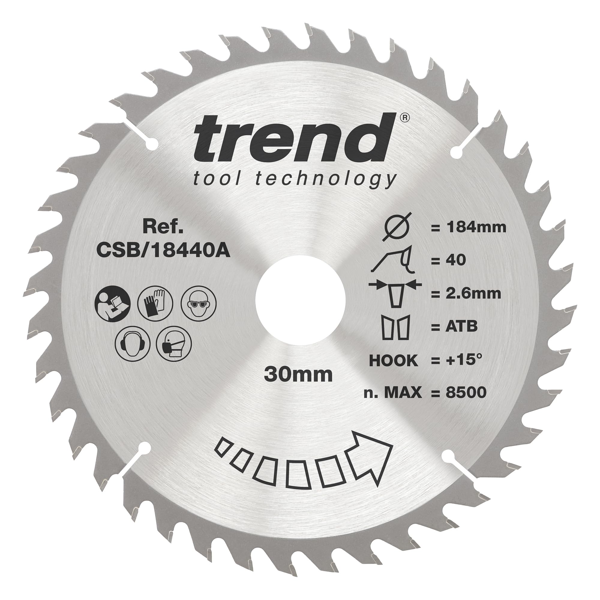 Trend Silver Craft Saw Blade 184Mm X 40 Teeth X 30Mm Pk 1 Csb/18440A