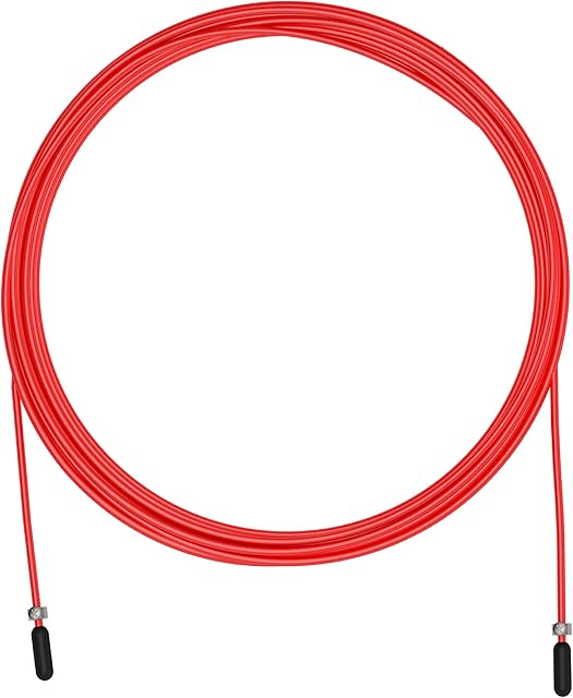 Skipping Rope Spare Replacement Cable for Crossfit, Fitness and Boxing by Velites | Red PVC, Steel 2.5 mm Diameter | For Beginners | Compatible with Other Brands.