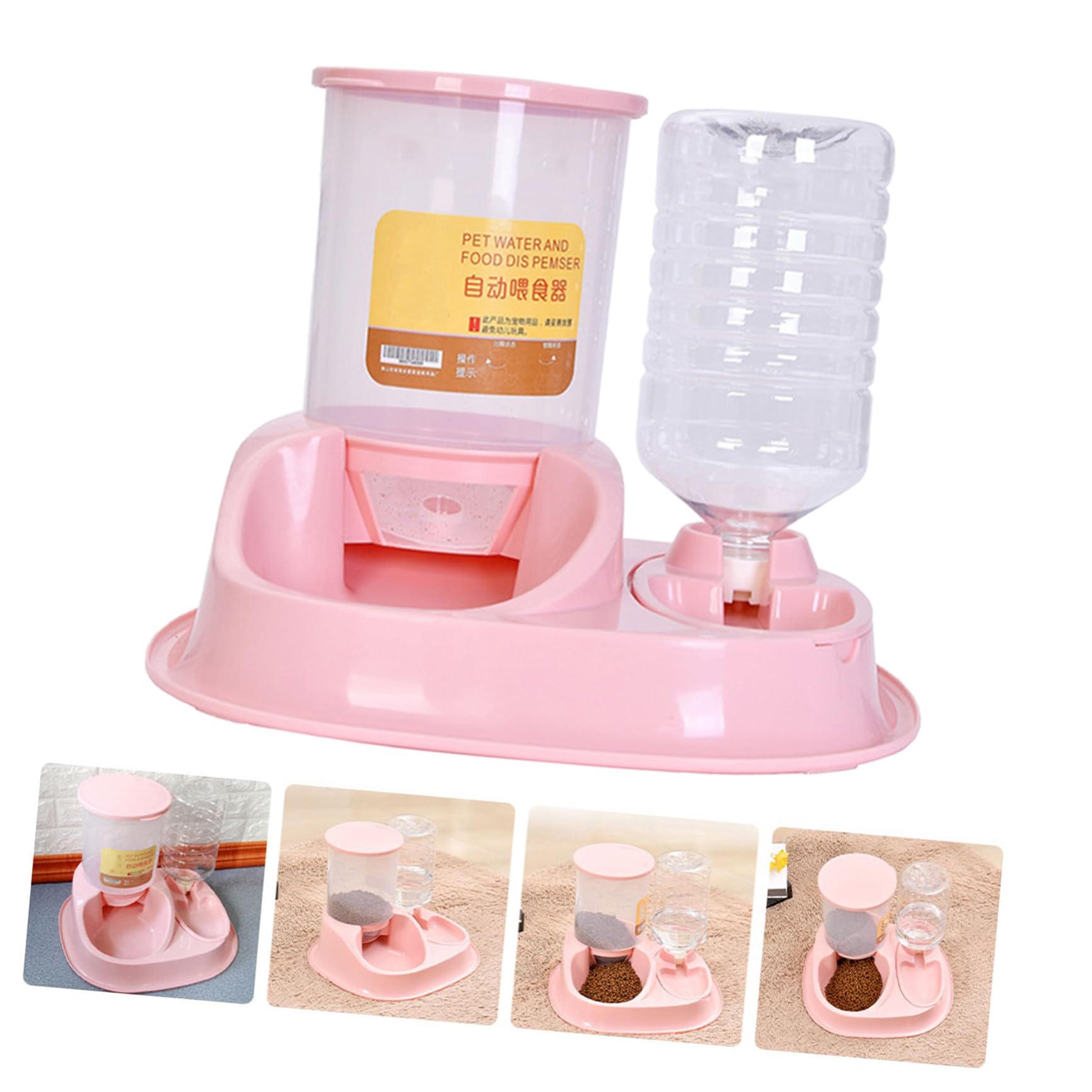 2.5l/4l Rose Distributeur Automatique d'eau et Croquettes | Plastique, Nettoyage Facile, Limite le Mouillage des Poils, Usage Quotidien