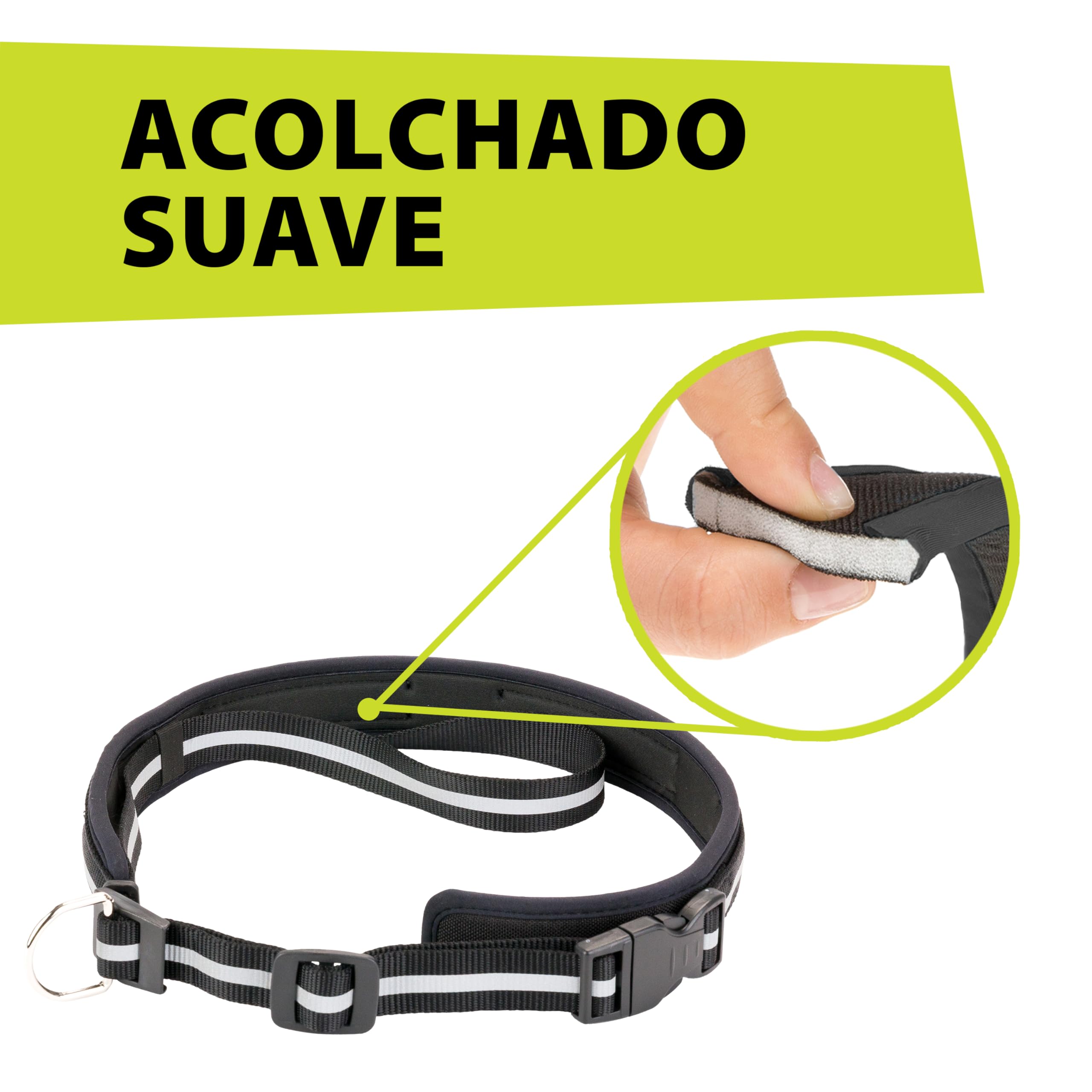 Ferplast Correa para Perro Freetime Running, Completa con cinturón y Bolsa de Almacenamiento, Extremo elástico, Ø 70÷130 cm, Gris