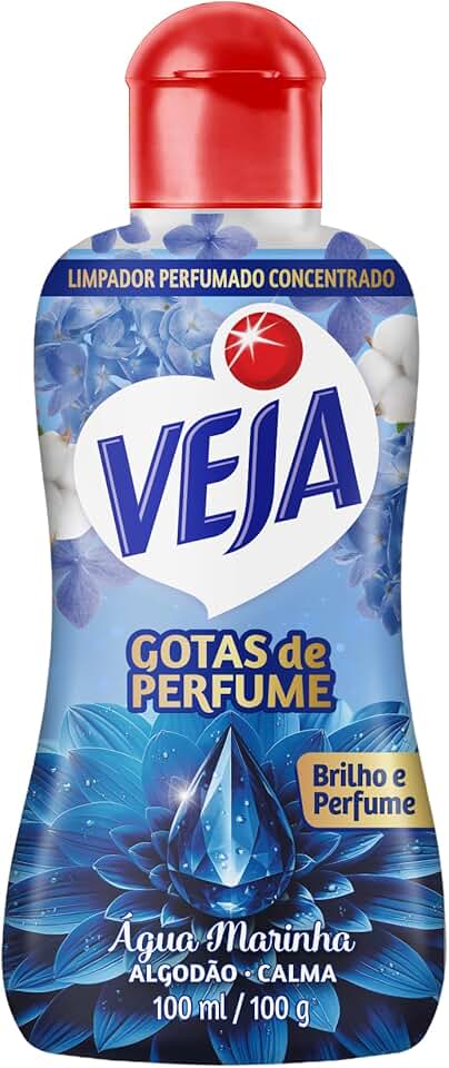 Veja Gotas de Perfume Água Marinha Algodão Limpador Perfumado Concentrado 100 ml