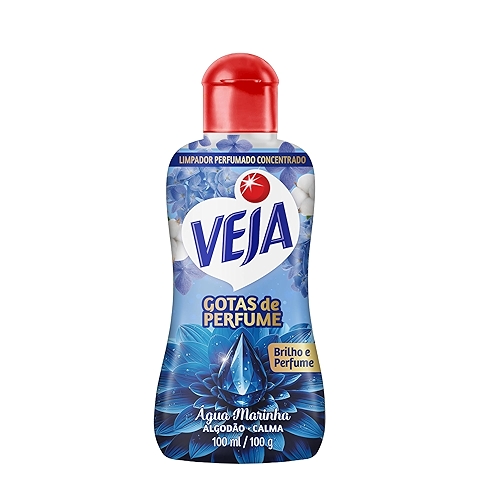 Veja Gotas de Perfume Água Marinha Algodão Limpador Perfumado Concentrado 100 ml Veja Gotas de Perfume Água Marinha Algodão Limpador Perfumado Concentrado 100 ml