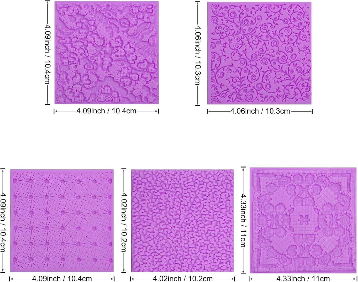 Silicone Texture Mats for Cake Decorating, Fondant Impression Mat