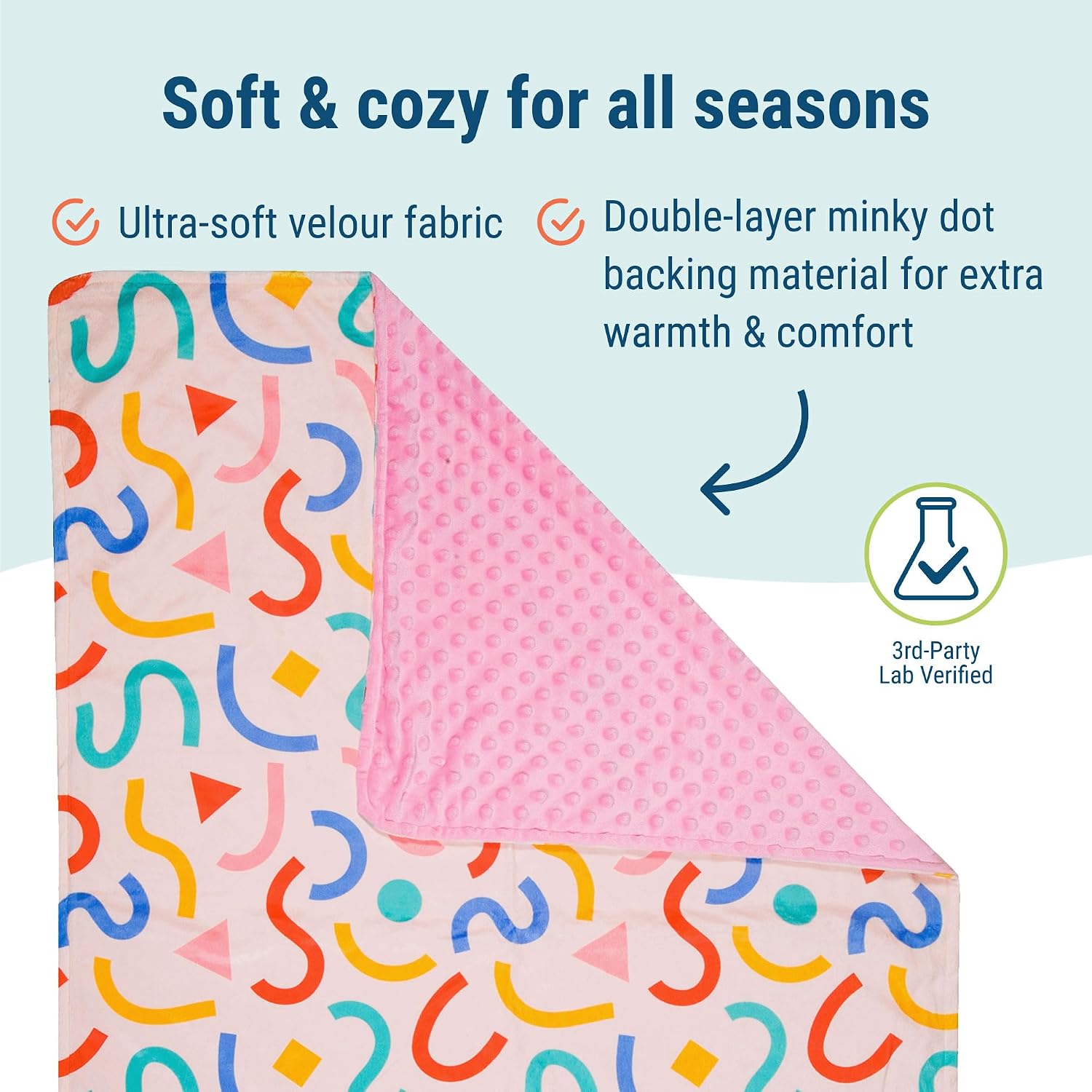 Wildkin Plush Baby Blanket – Soft & Cozy Comfort, Ideal for Toddlers, Travel & Daycare - Confetti Peach