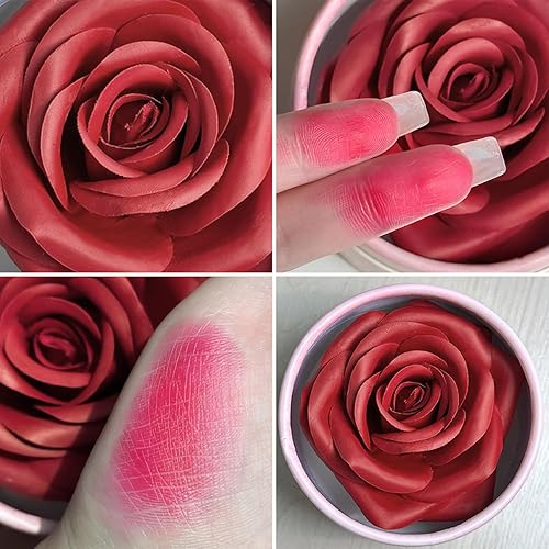 Natural Finish Face Blush - Lightweight Buildable Rouge, High-Pigment 3D Rose Petal Texture, Smudge-Resistant Formula, Cheek Definition Makeup | for Daily Use, Special Events, and Casual Outings(1#)