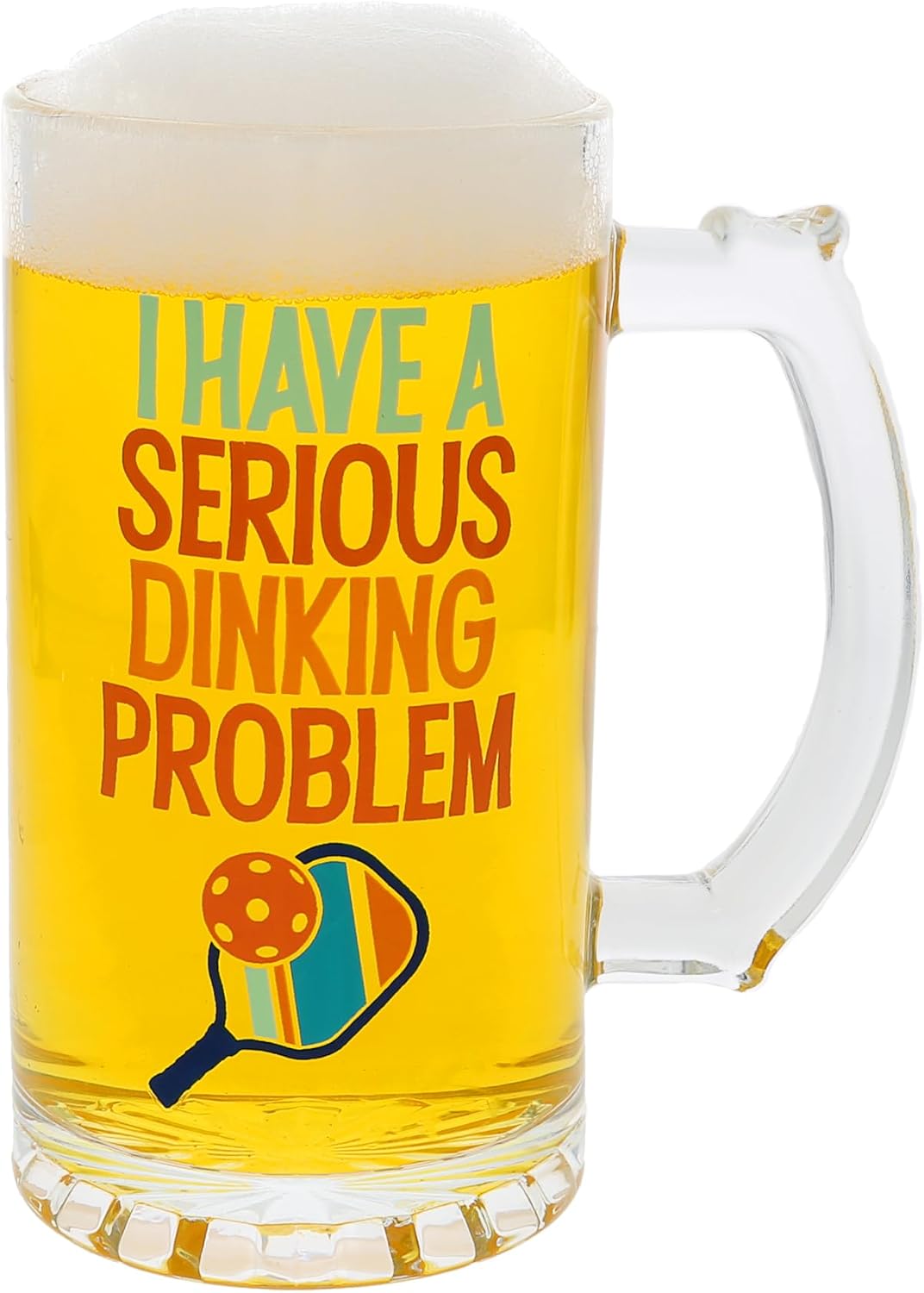 Pavilion Gift Company – Pickleball – 16oz Beer Stein Drinking Glass Humorous Funny Novelty Gift