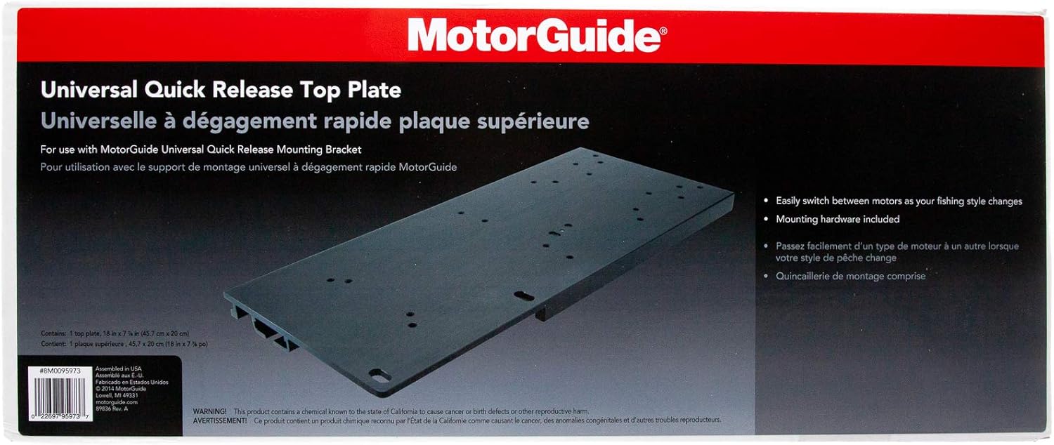 MotorGuide 8M0095973 Universal Quick-Release Bracket Top Plate for Electric Trolling Motors — Aluminum — Black : Sports & Outdoors
