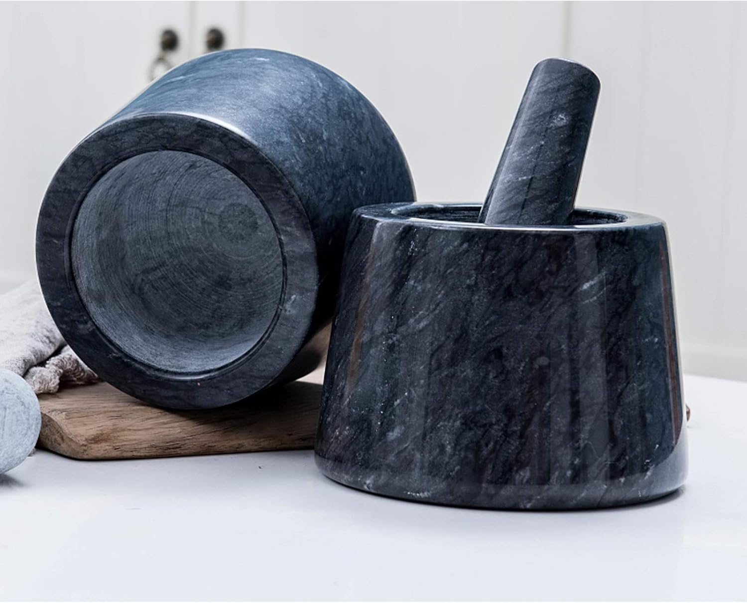 Mortar and Pestle Marble Mortar and Pestle Set, Kitchen Mortar and Pestle,Manual Garlic Machine, Grinder for Herbs, Spices and Kitchen Usage Porcelain Mortar and Pestle Grinding