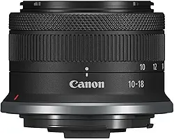 Canon RF-S10-18 mm F4.5-6.3 é uma lente de zoom ultra grande angular STM, sem espelho, redução de trepidação 4.0, ótima para vlogging e selfies, compacta e leve, para vídeo, viagens, paisagens e