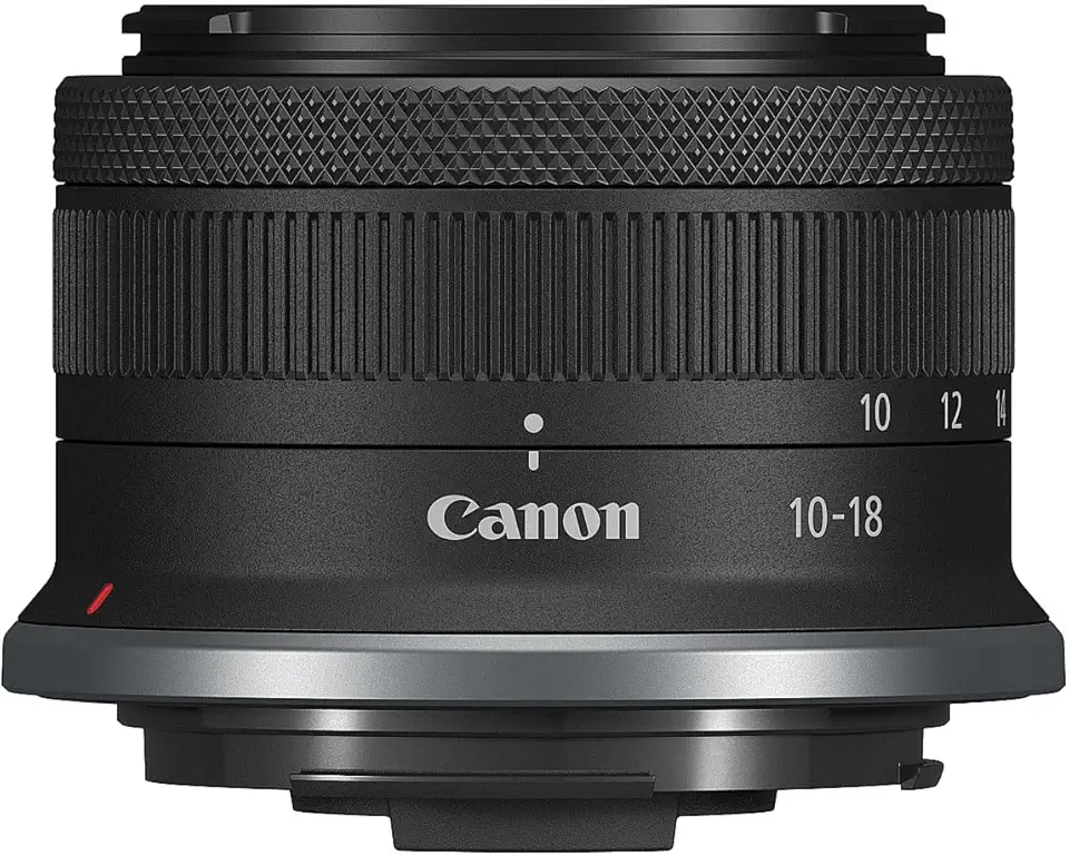 Canon RF-S10-18 mm F4.5-6.3 é uma lente de zoom ultra grande angular STM, sem espelho, redução de trepidação 4.0, ótima para vlogging e selfies, compacta e leve, para vídeo, viagens, paisagens e