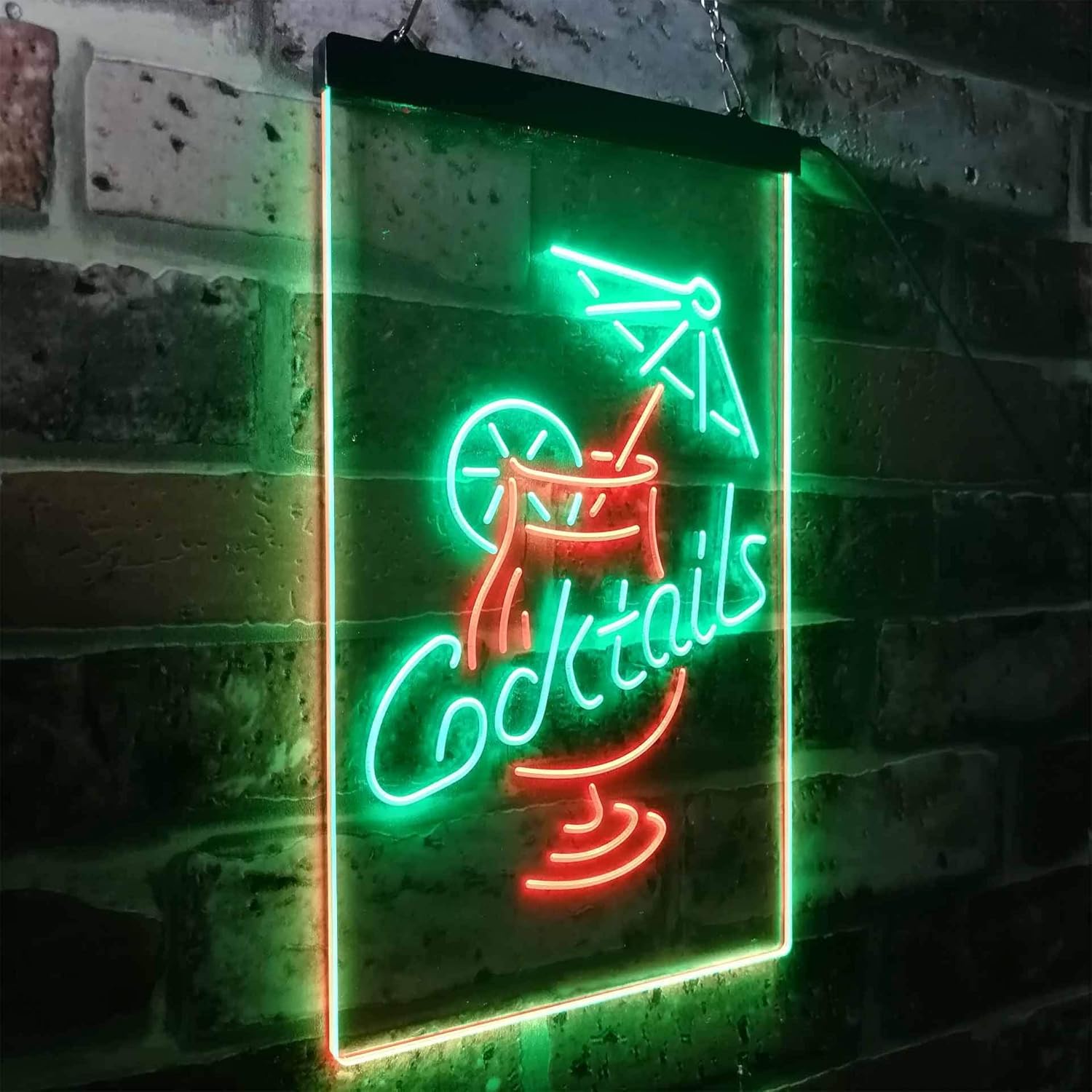 ADVPRO Cocktail Martini Umbrella Cup Dual Color LED Neon Sign Green & Red 16" x 24" st6s46-i3348-gr