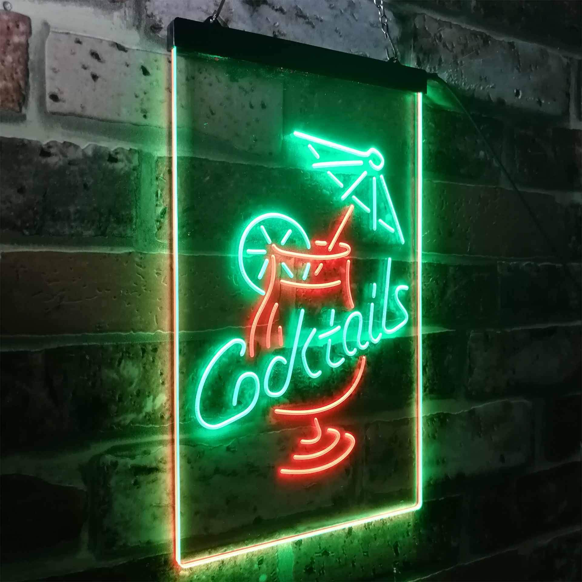 ADVPRO Cocktail Martini Umbrella Cup Dual Color LED Enseigne Lumineuse Neon Sign Vert et Rouge 400 x 600mm st6s46-i3348-gr