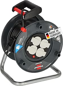 Brennenstuhl Garant V2 Kabeltrommel 25m Kabel (Made in Germany, 4 Schutzkontakt-Steckdosen, Überhitzungsschutz, Trommelkörper aus Spezialkunststoff)