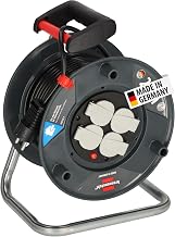 Brennenstuhl Garant V2 Cable Reel, 25 m Cable (Made in Germany, 4 Earthing Contact Sockets, Overheating Protection, Drum Body Made of Special Plastic)