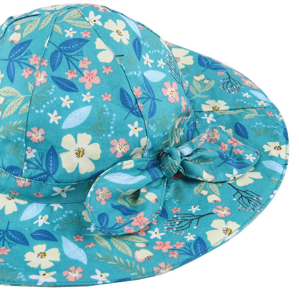 Chapeau Bébé Fille Protection UV - Bonnet Plage Coton Jugulaire Réglable