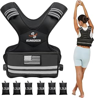 Adjustable Weighted Vest for Women - 4-10LB/11-20LB/20-32LB with 6 Removable Weights and Reflective Stripe for Home Workouts Body Weight Vest Exercise Set