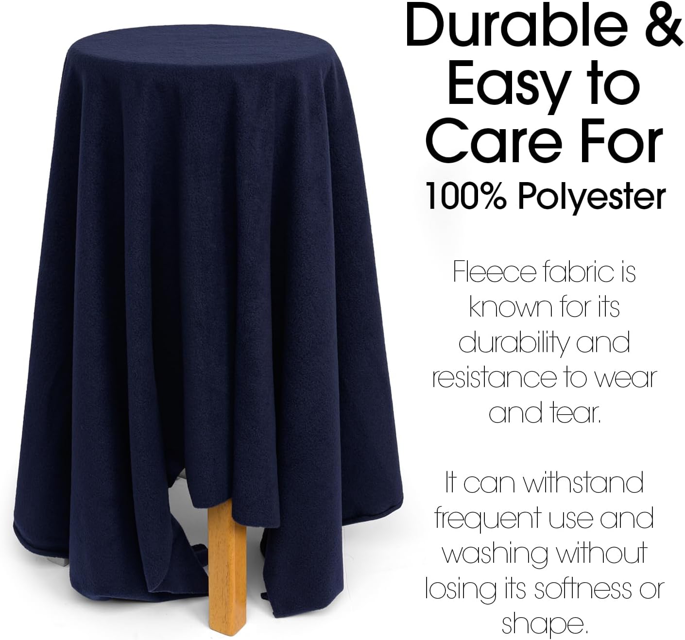 Pico Textiles 20 Yards Bolt - Navy Solid Fleece Fabric - Sold by The Bolt - Ideal for Sewing Projects, Scarves, No Sew Fleece Throws & Tie Blankets