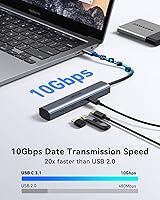 Vista 3 de Concentrador USB C, divisor USB C de 10 Gbps para laptop, 4 puertos USB C a USB C Hub adaptador multipuerto para MacBook ProAir, iPad, teléfono