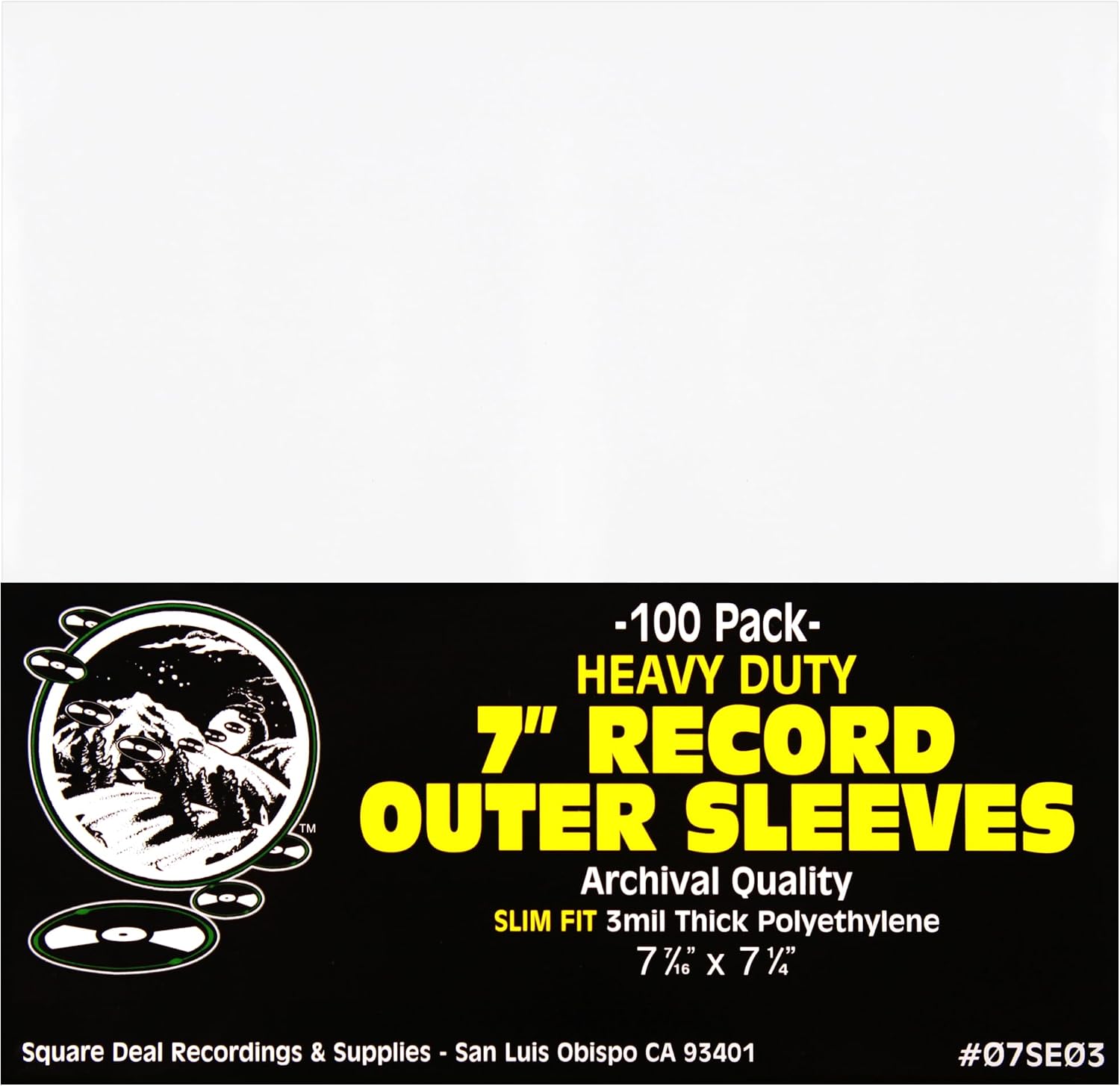 (100) 7" Record Outer Sleeves - Polyethylene - 7 7/16" x 7 1/4"