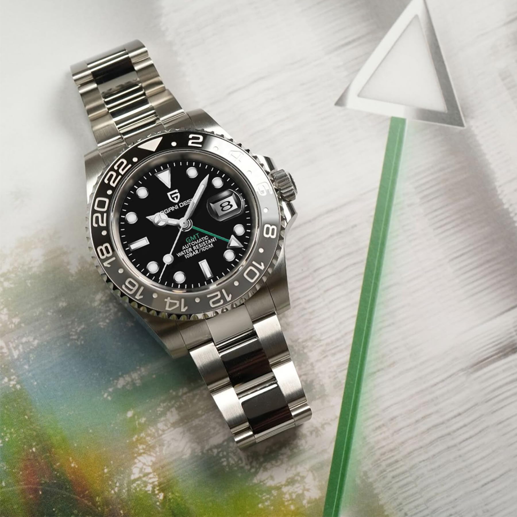 Pagani Design Uomo Meccanico GMT Acciaio Inossidabile Impermeabile Orologio Da Polso Zaffiro Vetro Acciaio Inox Ceramica Orologi Orologio per Uomo