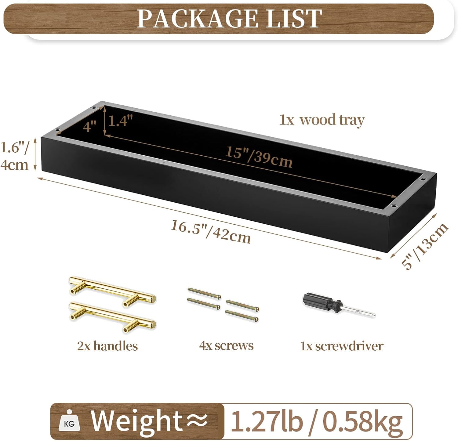 Hanobe Rectangle Long Narrow Tray: Decorative Trays Rectangular Candle Holder Trays for Home Decor White Centerpiece Tray Decor Serving Tray with Gold Handles for Dining Table Coffee Bar Living Room - Image 3