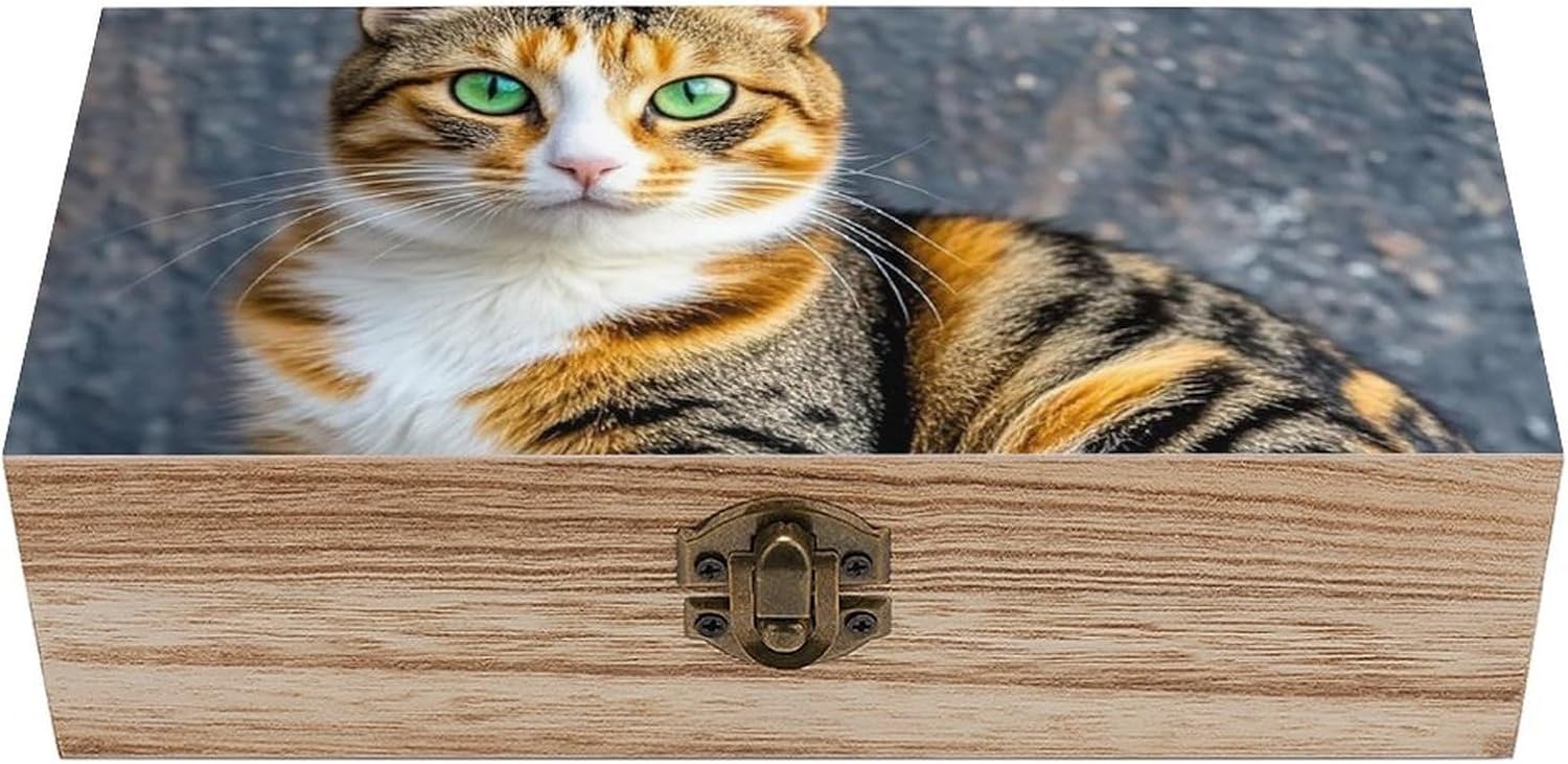 Cat Wooden Decorative Storage Box Jewelry Box