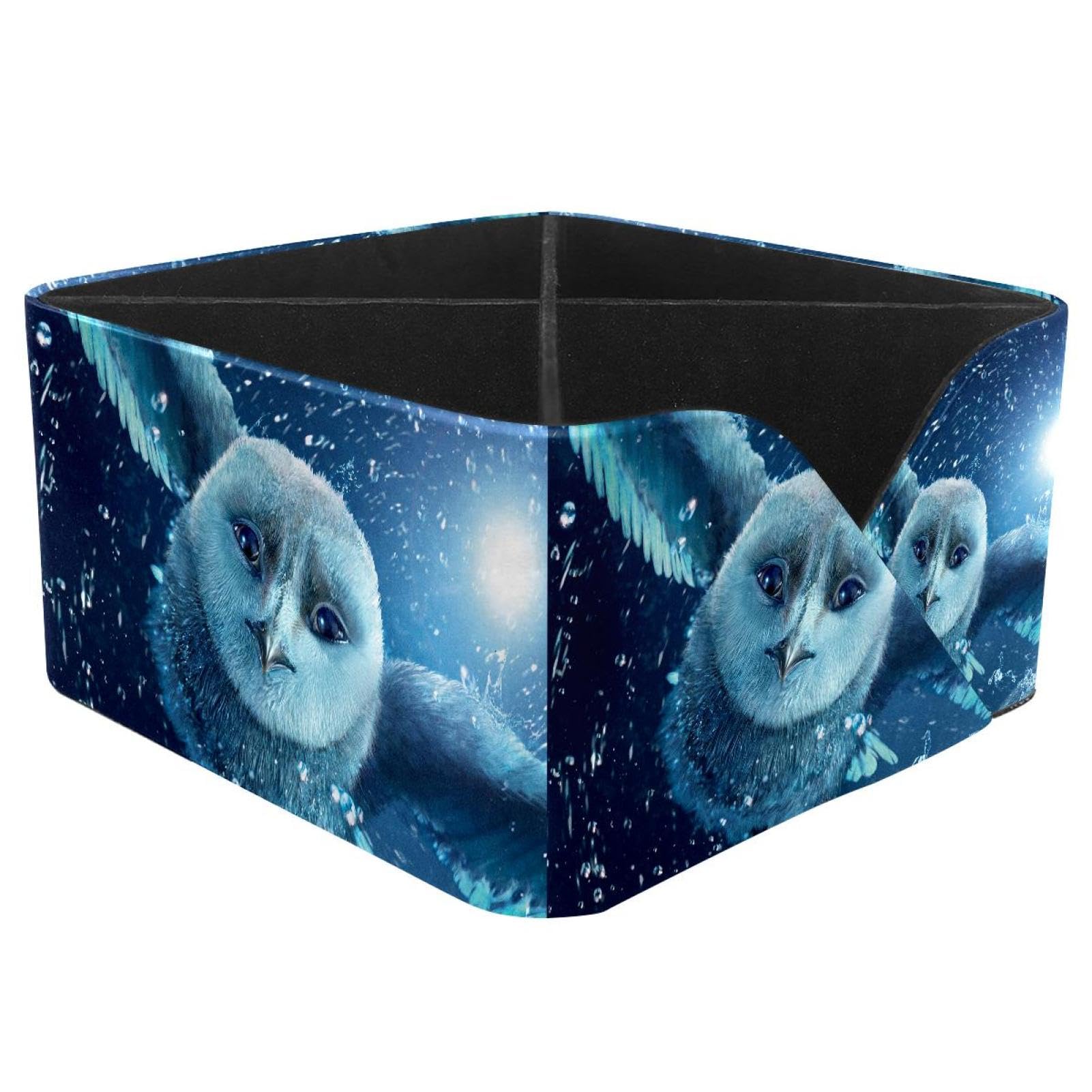 KengjuTesu White Owl Desktop Organizer Pen Holder, Rectangular Pencil Cup for Office, Study and Makeup Stations