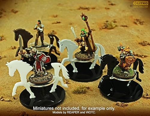 Miniatura 2 de LITKO Soporte de personaje  Caballo de guerra  Juegos de rol  Compatible con juegos de Calabozos y Dragones y Pathfinder (blanco, base redonda de