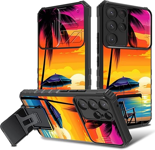 Miniatura 8 de Funda para Samsung Galaxy S22 Ultra con cubierta de cámara y soporte de soporte, resistente, a prueba de golpes, TPU funda protectora para Samsung