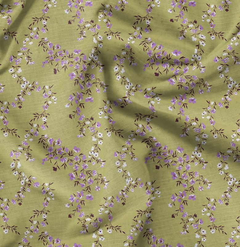 Soimoi Unstitched Crepe Fabric, 1 Meter - 42" Wide, Green - Floral Print, Soft and Light Weight Fabric Material for Suits, Garments, Dresses and Accessories-image-17