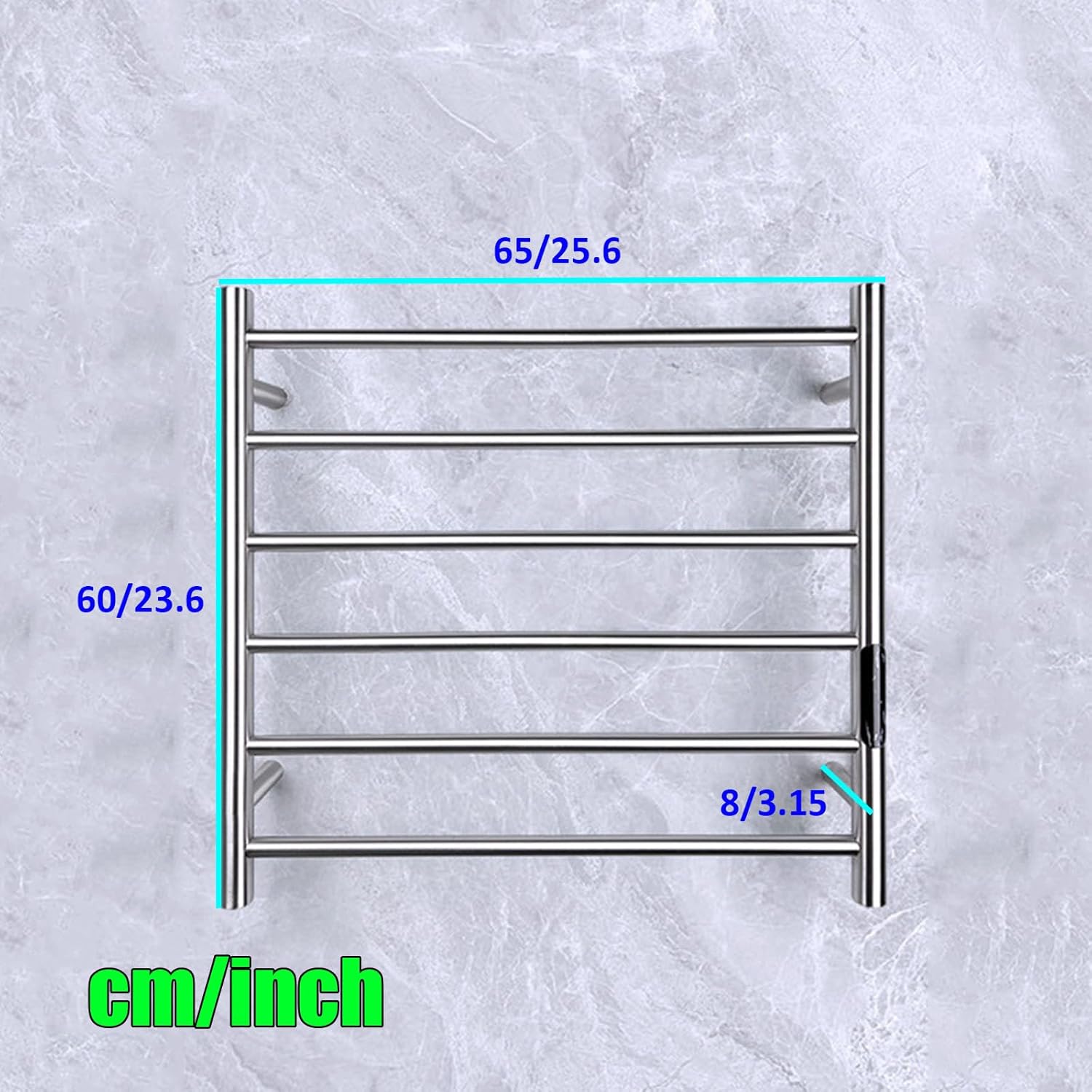 Silver,Right Line,Wall Mounted Heated Towel Racks,Stainless Steel Towel Dryer Rack Plug-in,Intelligent Thermostatic s for Bathroom