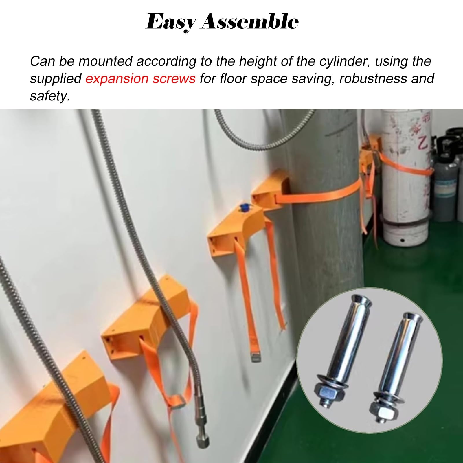 Estante cilíndrico de oxígeno, estante de cilindro de gas ajustable para montar en la pared, estante organizador ABS con correa de 39 pulgadas y 2 tornillos de fijación, perfecto para uso doméstico o