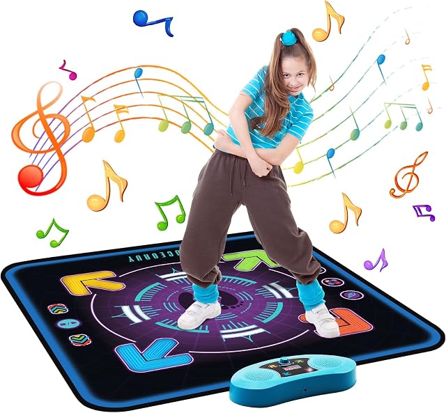FUCEORUY Dance Mat for Kids Ages 4-8 Electronic Dance Mats Toy with 3 Game Modes Built-in Music Dance Pad with AUX Christmas Birthday Gifts Toys for Girls and Boys 4 5 6 7 8 9 10 Year Old