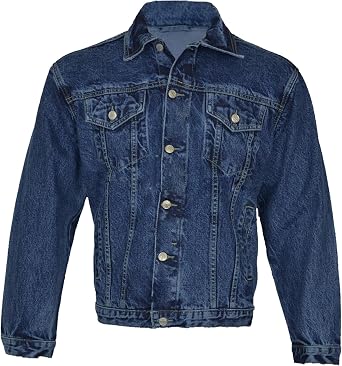 Men s Denim Jacket - Classic Trucker Jean Jacket for Men | Vintage Western Style | Casual Workwear Coat with Pockets | Heavy Duty Button-Down Outerwear -Sizes S-3XL