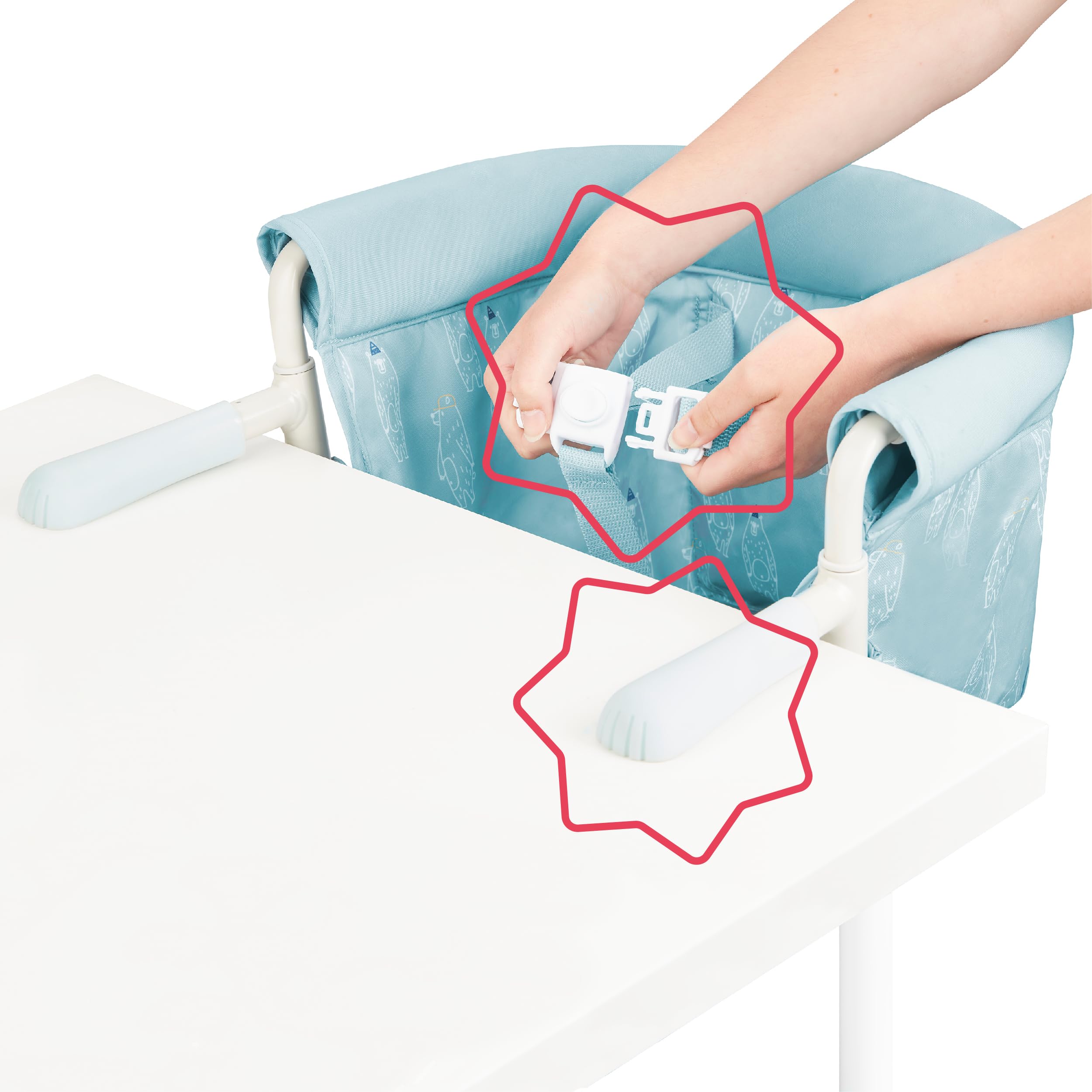 Badabulle seggiolino da tavolo per bambino con cintura a 3 punti, confortevole, chiusura ultra compatta per portarlo ovunque, da 6 a 36 mesi o 15 kg