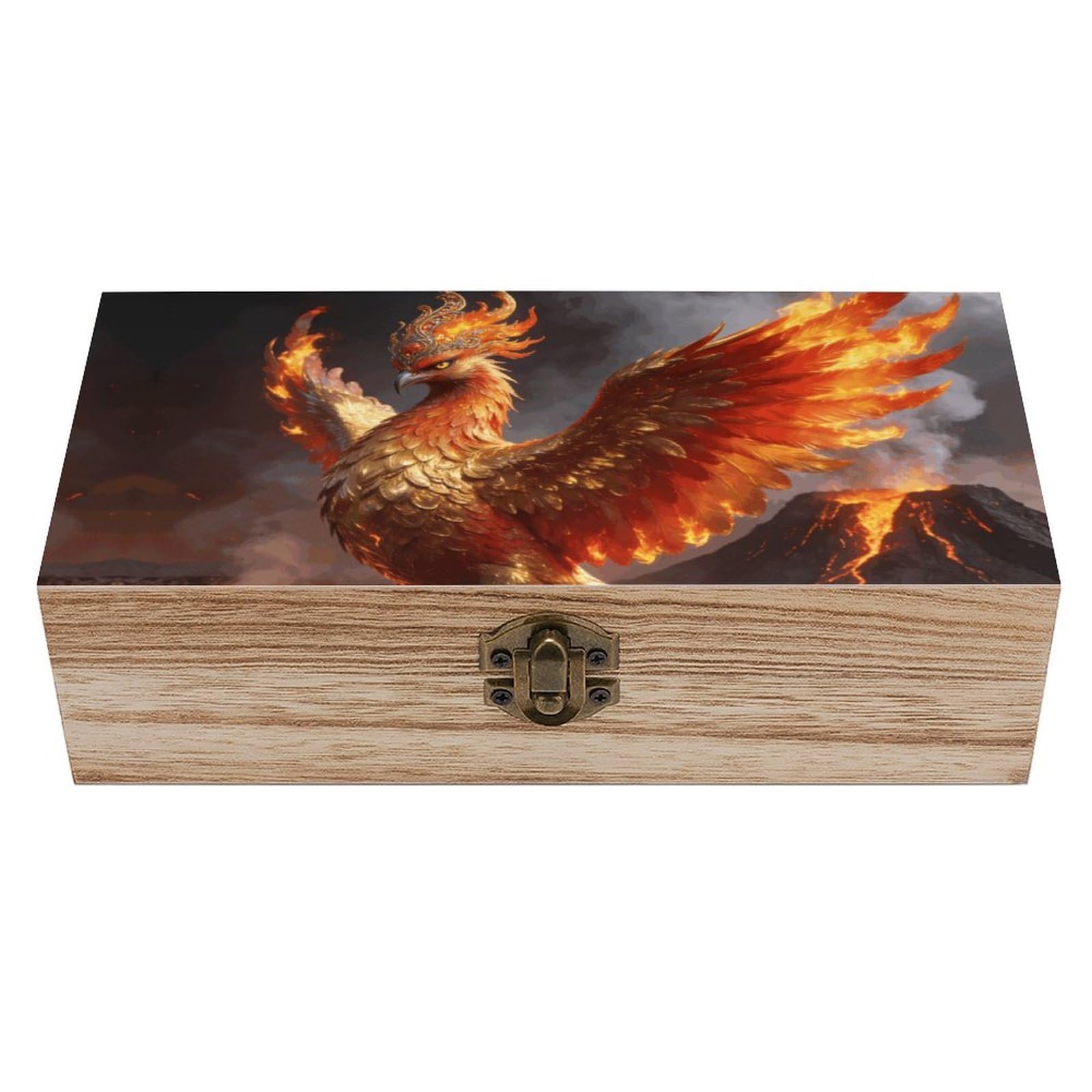 LZQPOEAS Pheonix Wooden Storage Box Small Decorative Box with Hinged Lid Handmade Elegant Keepsake Storage Box for Jewelry, Photos, Trinkets, Letter Gifts, Small Heirlooms