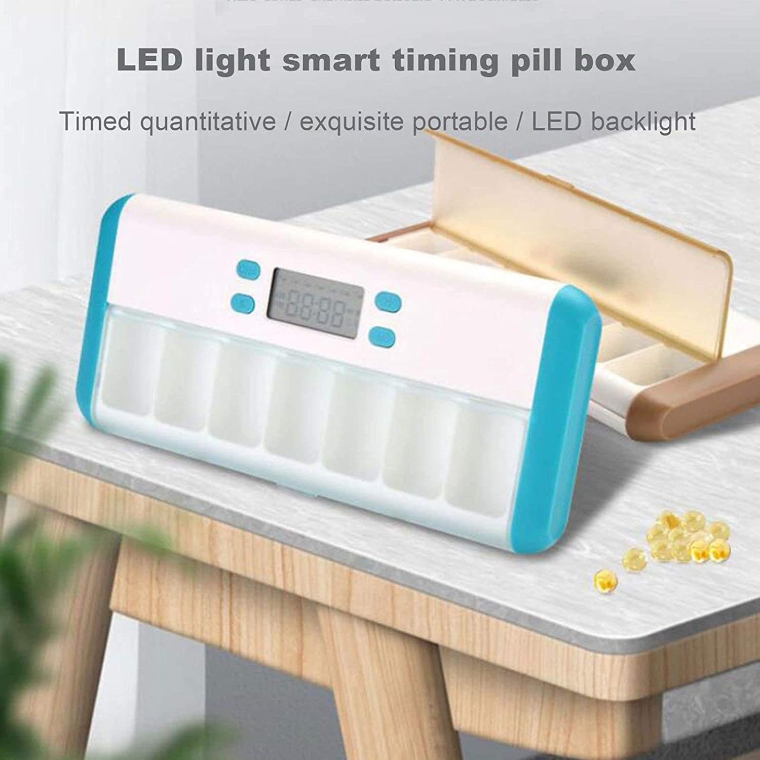 Genérico Pastillero Inteligente con 7 Recordatorios De Alarma | Fabricado Con Pp Apto Para Uso Alimentario, Adecuado Para Pacientes Con Parkinson (Brown)