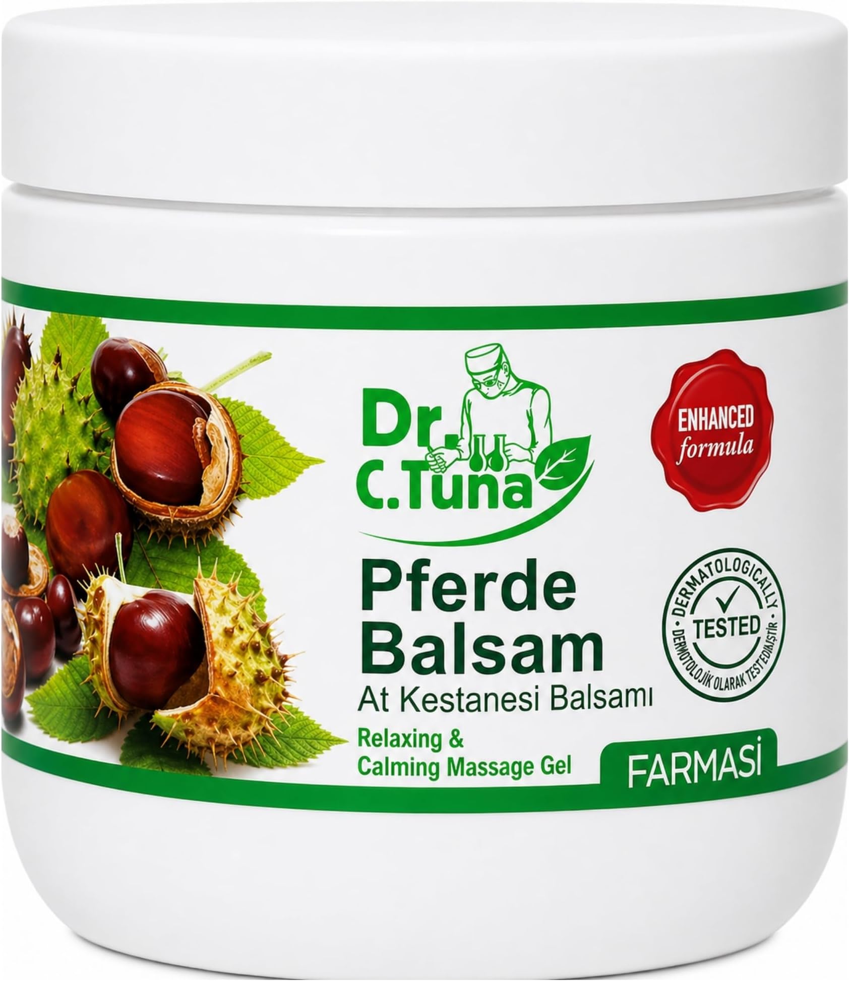 FARMASi Dr. C. Tuna Pferde Balsam Massage Gel, Horse Chestnut & Herbal Cooling Massage Gel for Full Body Relaxation, Menthol Refreshing Sensation, Non-Greasy Large Size, 16.9 fl oz