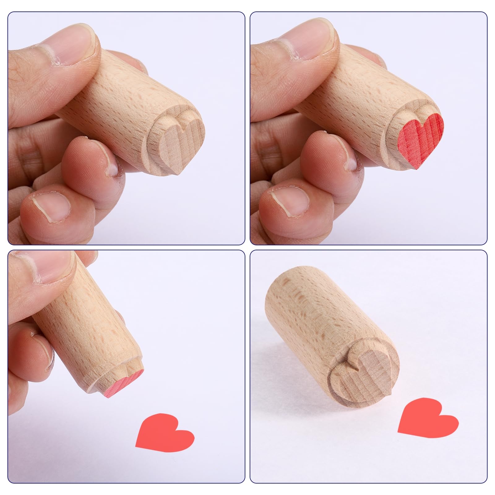 HARFINGTON Sellos de herramientas de cerámica de madera, 2 cm de diámetro, 5 cm de longitud, sellos de impresión de bloques de madera, patrón de patas para galletas y postres