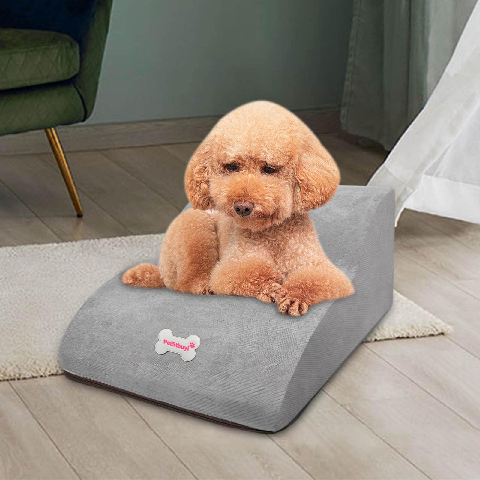 Colcolo Escalera para Perros pequeños, rampa para Perros de Espuma de Alta Densidad para sofá Inferior de Superficie Antideslizante, Escalera para, Gris