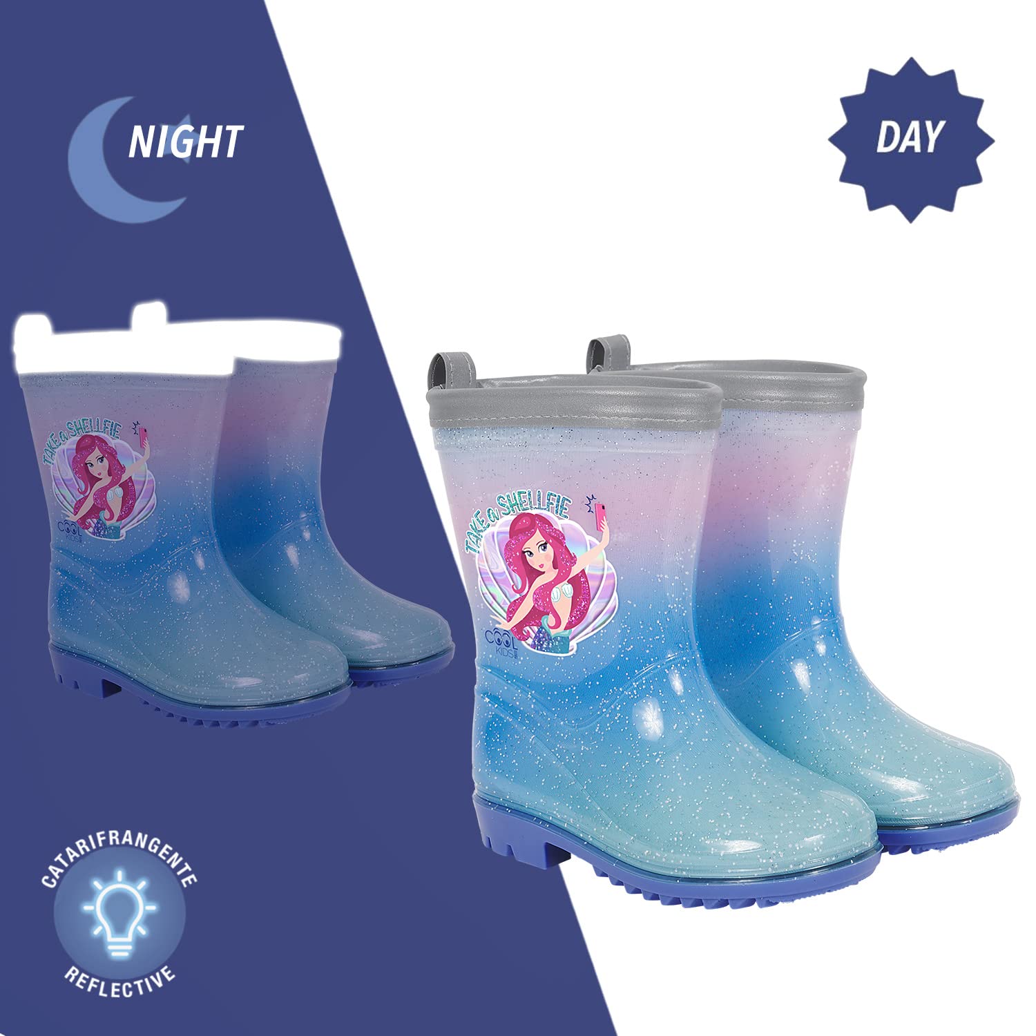 PERLETTI Bottines de Pluie Princesses Disney Enfant - Petites Bottes Imperméables Fille - Imprimé Cendrillon Raiponce Ariel - Semelle Antidérapante Rose et Cordon de Serrage