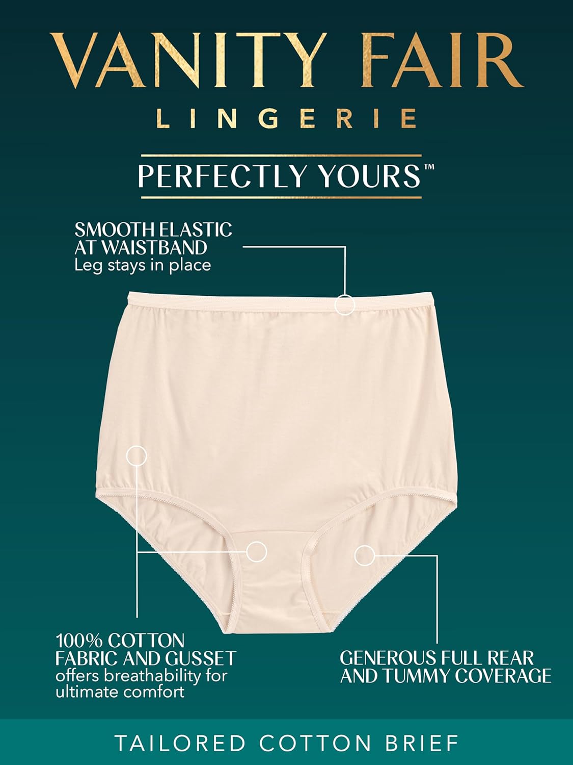Vanity Fair Women's Underwear Perfectly Yours Traditional Cotton Brief Panties - Image 4