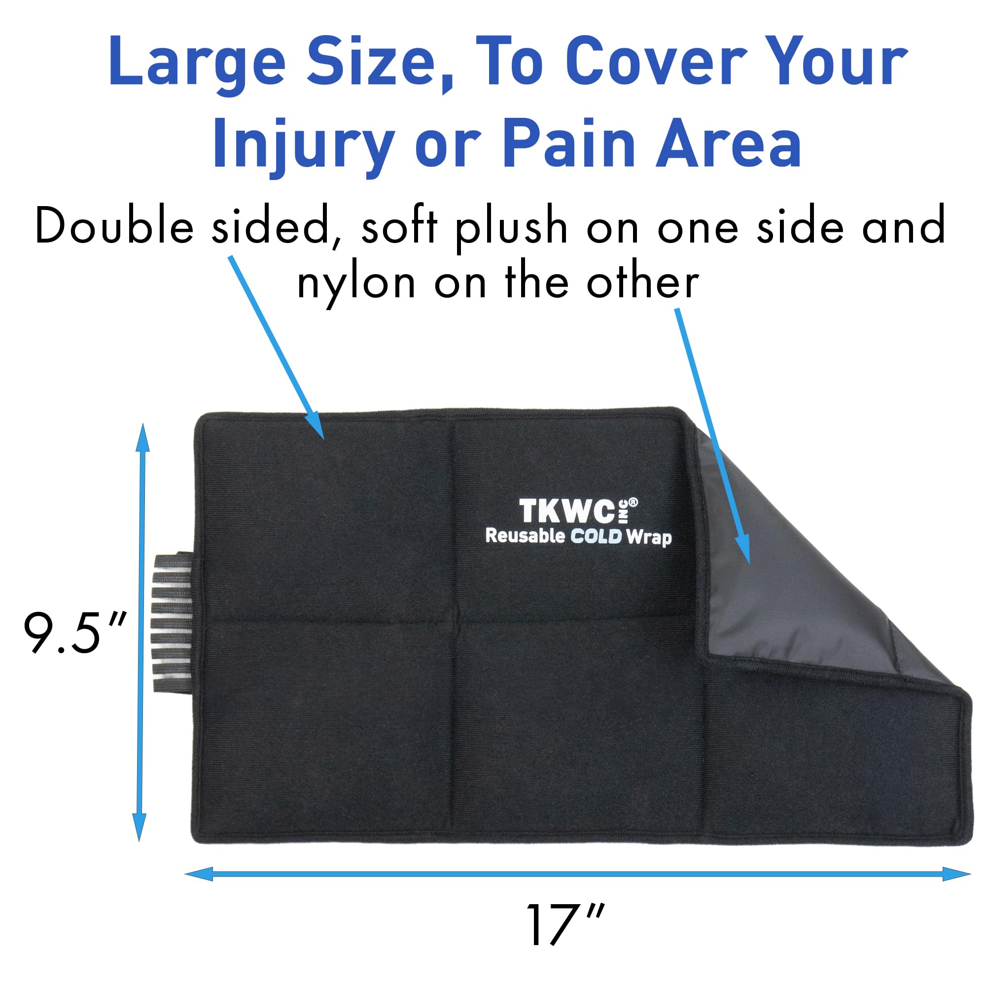 Paquete de hielo de gel flexible universal de gran tamaño con 2 correas, alivio instantáneo de terapia de frío para espalda, hombro, codo, muñeca, cadera, pie, compresa fría para hinchazón, dolor,