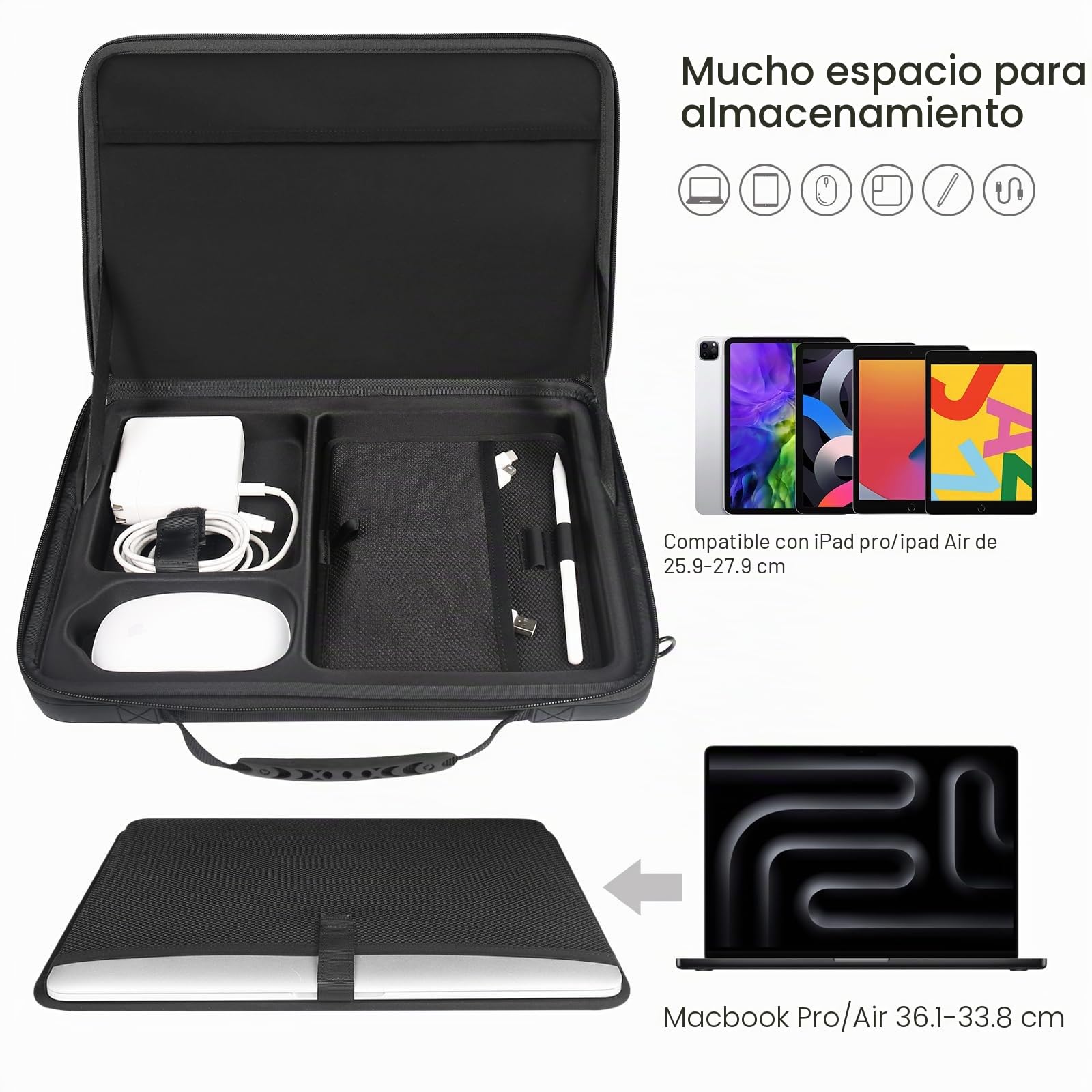 Smatree Maletín Rígido de 13,3" para Portátil, Estuche de Transporte Compatible con 13" Macbook Air M4 2025,13-13,3" MacBook Pro/MacBook Air/Lenovo Yoga 730 / HP Envy x360 13 Fundas