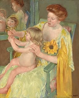 ZhiChengHflBM Famous Painting Artwork Print Art Painting on Canvas Woman with a Sunflower by Mary Cassatt Picture Decoration Wall Art for Home Decor 60x90cm