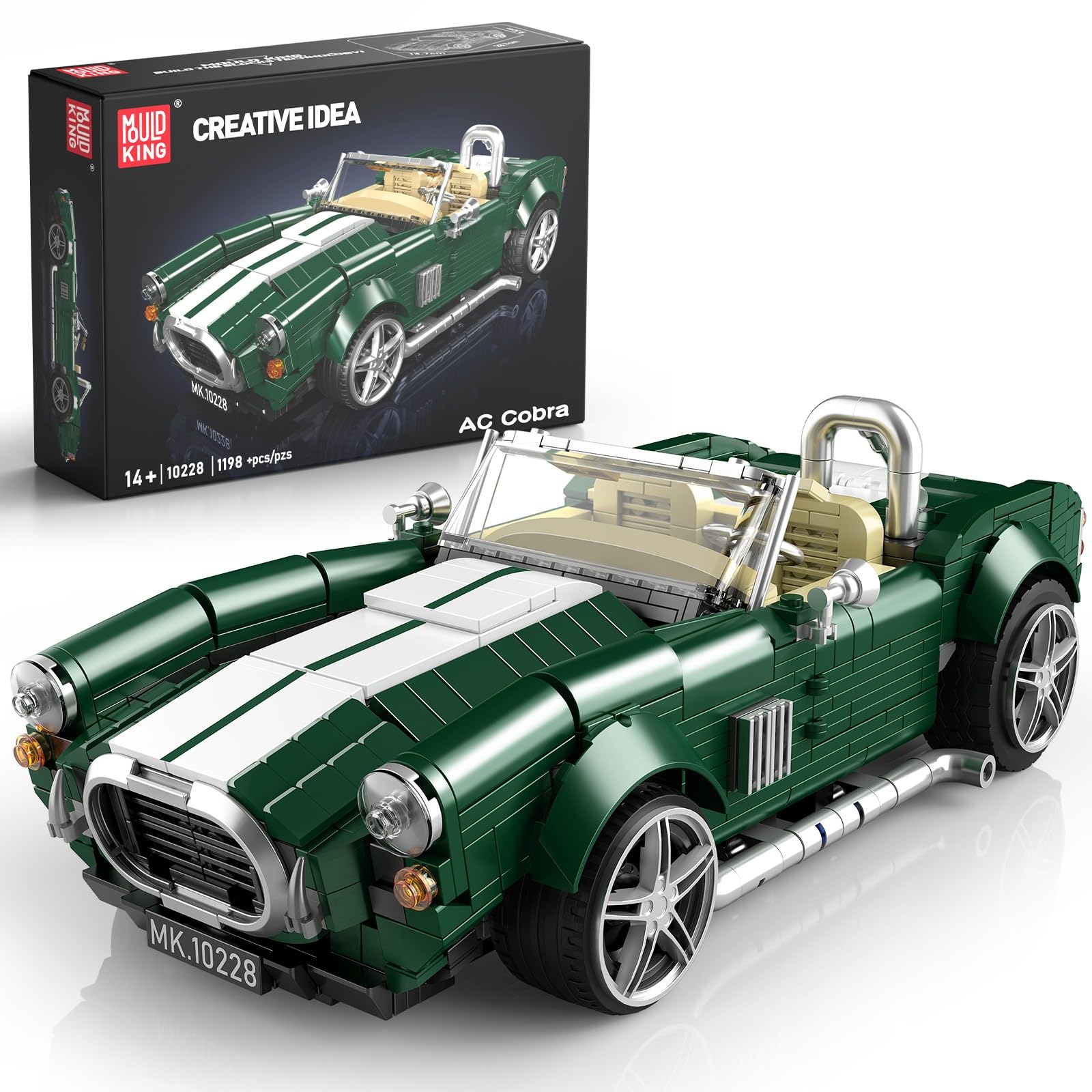 Mould King 10228 Technik Cobra Car Construction Kit, MOC Classic Sports Car Building Blocks, Collectable Racing Car Model for Adults and Teenagers from 14 Years (1198 Pieces)