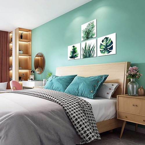Miniatura 142 de Arte de pared de naturaleza con plantas verdes, decoración de pared de hojas botánicas tropicales, impresiones en lienzo para dormitorio, Hoja
