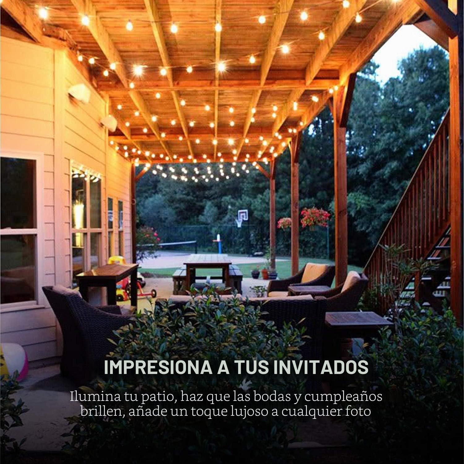 Avoalre 18+3M Guirnalda Luces Exterior 30+3 LED Bombillas 8 Modo G40 Guirnalda Luminosas Temporizado IP44 Impermeable para Fiestas, Bodas, Patios, Jardines, Pérgolas, Blanco Cálido